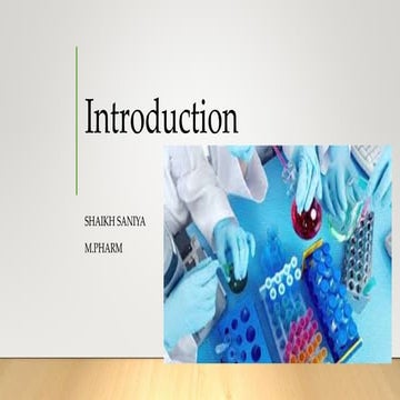 Introduction to Pharmaceutical chemistry I first yr/D. pharmacy 