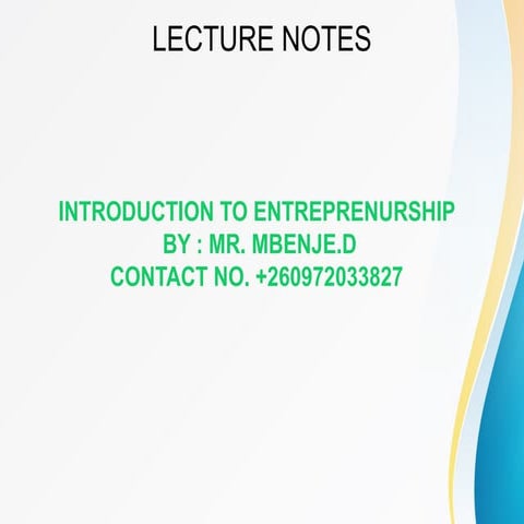 Introduction to entrepreneurship in Business .pptx