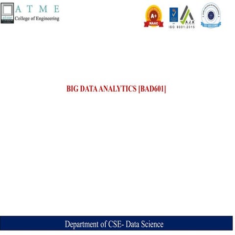 Introduction to Big data analytics subject