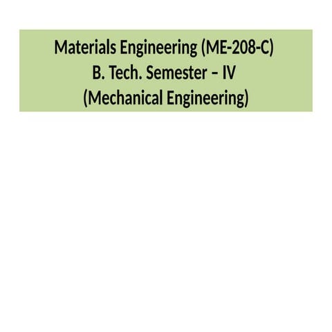Materials Engineering Lecture Notes | PDF