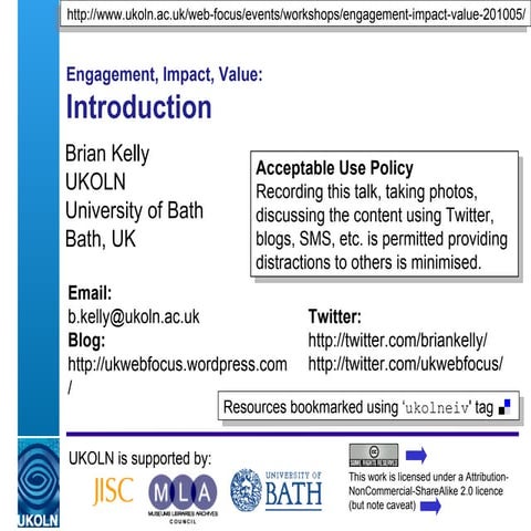 Engagement, Impact, Value: Introduction 