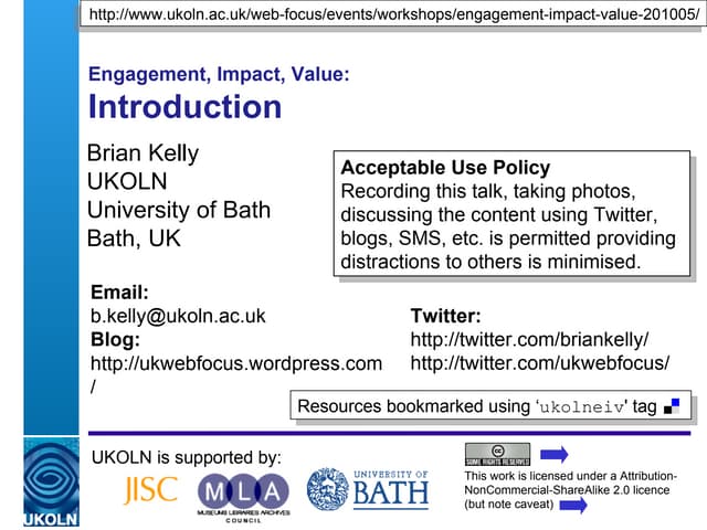 Engagement, Impact, Value: Introduction 