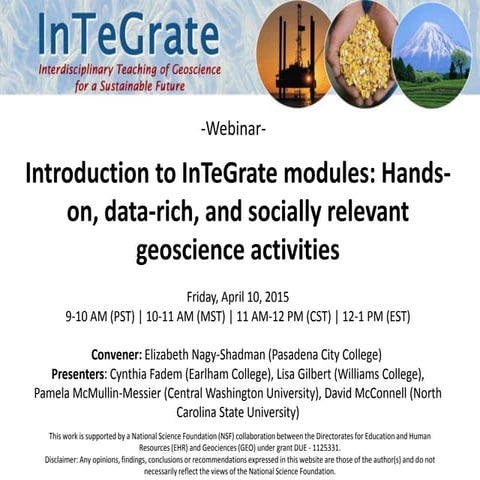 Introduction to InTeGrate Modules: Hands-on, data-rich, and socially-relevant...