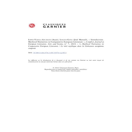 Introduction - Mythical Narratives in Comparative European Literature - CompL...