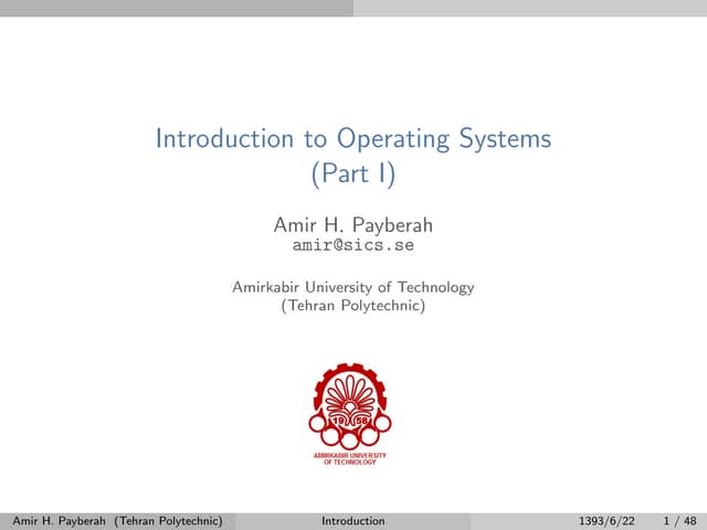 Introduction to Operating Systems - Part1 | PPT