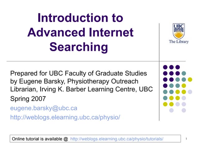 Introduction to Advanced Internet Searching 