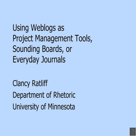 Introduction to Blogging presentation for a continuing ed class