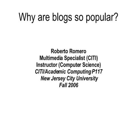 Introduction To Blogs