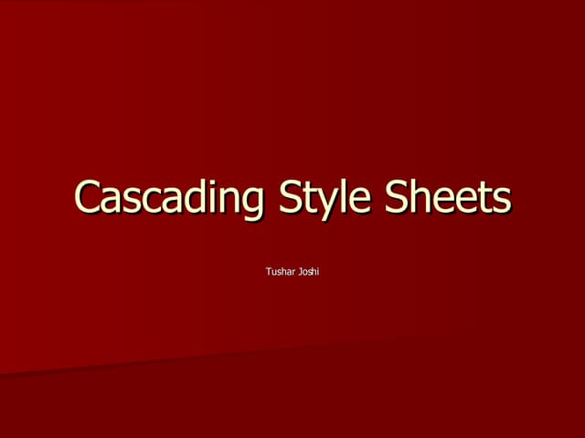 Introduction to Cascading Style Sheets | PPT