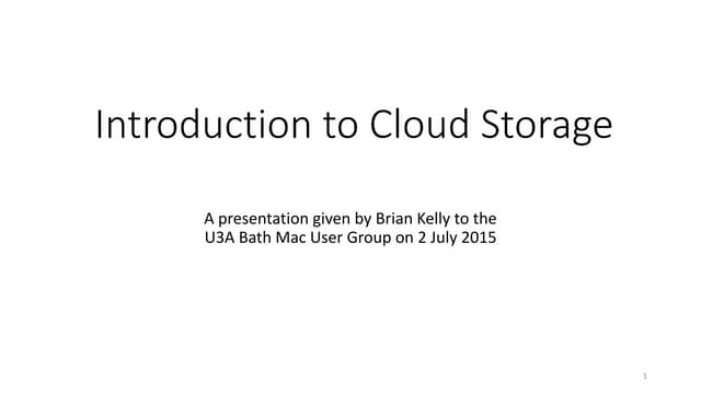 Introduction to Cloud Storage