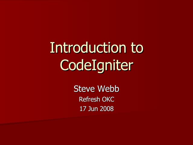 Introduction To CodeIgniter