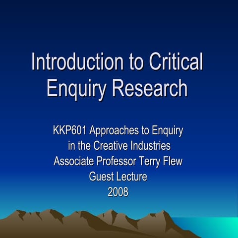 Introduction To Critical Enquiry Research