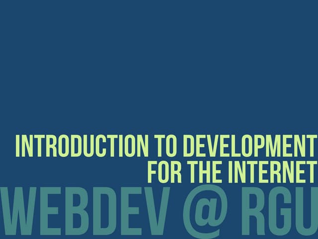 Introduction to Development for the...