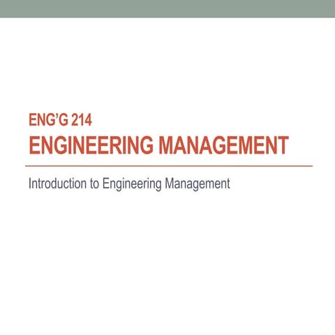 Introduction to Engineering Management ppt