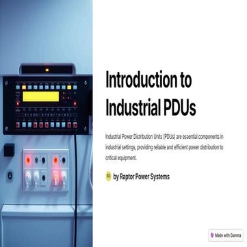 Introduction to Industrial PDUs - Raptor Power Systems