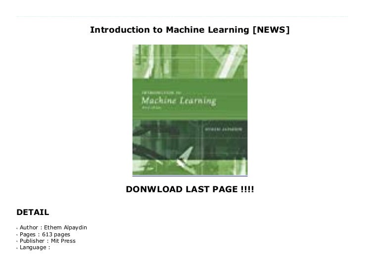 introduction to machine learning mit press