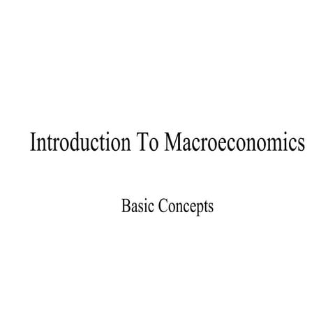 Introduction To Macoeconomics