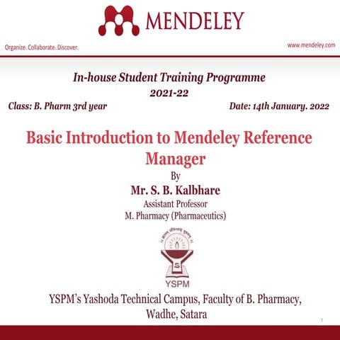 Basic Introduction to Mendeley Reference Manager