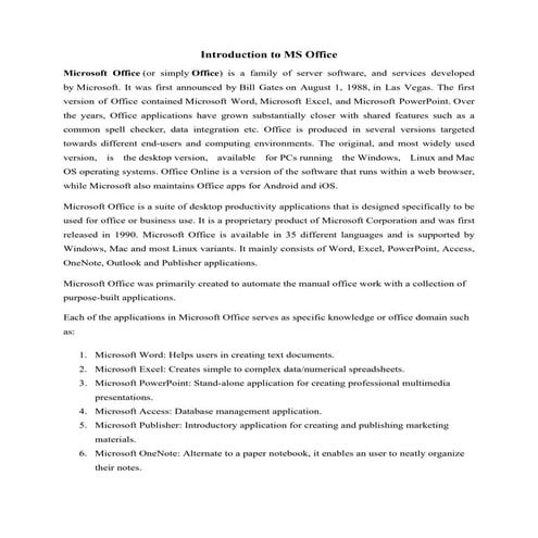 Introduction to-ms-office
