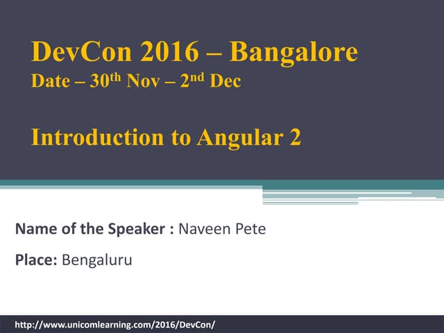 Introduction to Angular 2