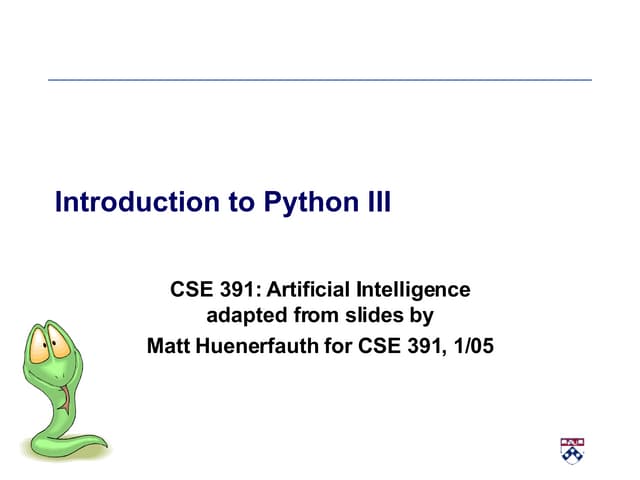Introduction to Python - Part Three | PPT | Programming Languages ...