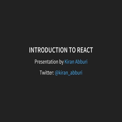 Introduction to react | PPT