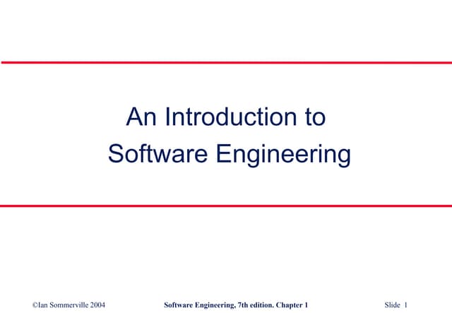 Introduction to Software Engineering SE1