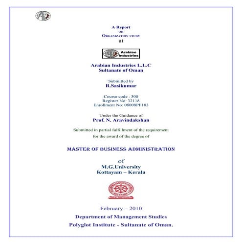 Introduction to-the-project-report-on-organisation-study-for-mba-iii-semester...