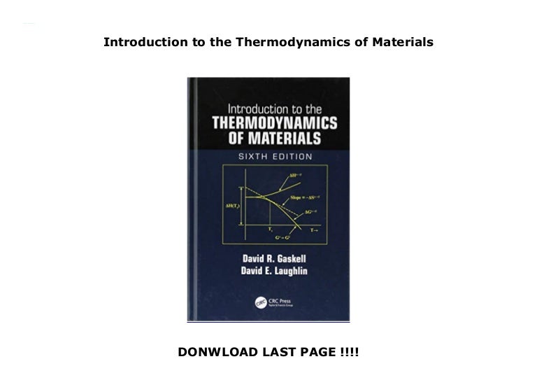 Introduction To The Thermodynamics Of Materials