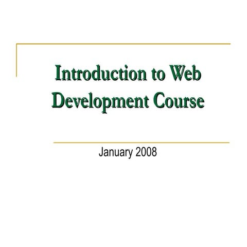 Introduction To Web Development Course