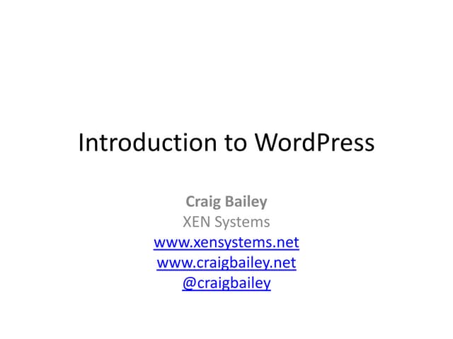 Introduction To WordPress