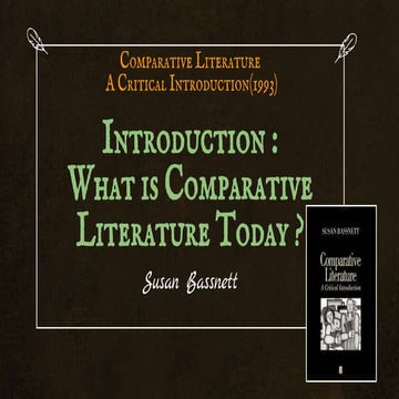 Introduction : What is comparative literature today -