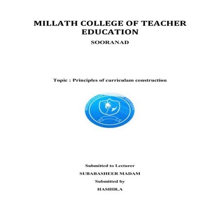 Principles of curriculam construction