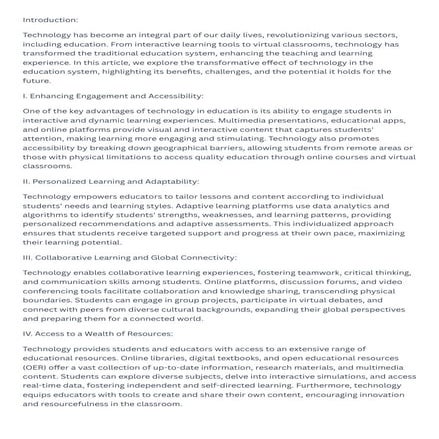 The Transformative Effect of Technology in the Education System | PDF
