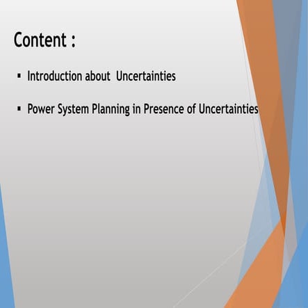 Introduction about  Power System Planning in the Presence of Uncertainties 
