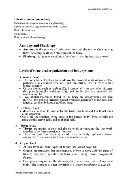 SCOPE OF ANATOMY AND PHYSIOLOGY PDF SLIDESHARE visual data 6