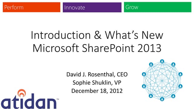 Introduction and What is New: Microsoft SharePoint 2013