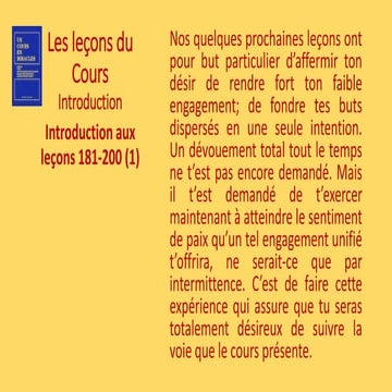 Introduction aux leçons 181 à 200