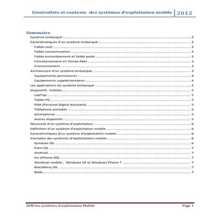 Introduction aux systèmes d'exploitation mobile