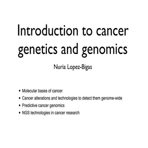 Introduction cancer genetics and genomics | PDF