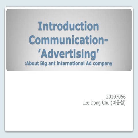 Introduction communication:advertising