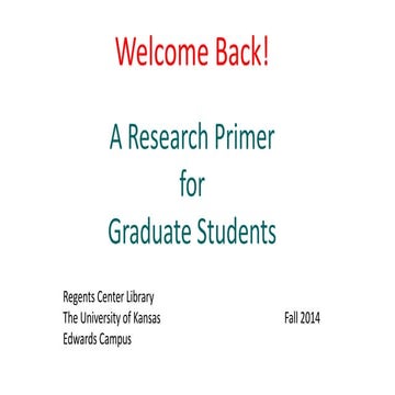 Research Primer for Graduate Students