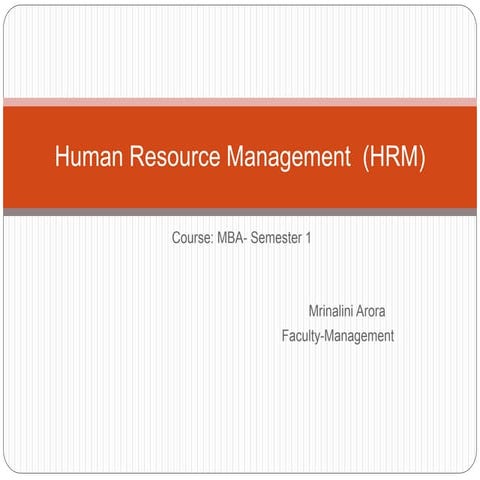 Introduction to Human Resource Management