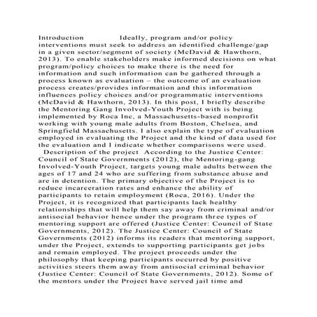 Introduction              Ideally, program andor policy interventio.docx