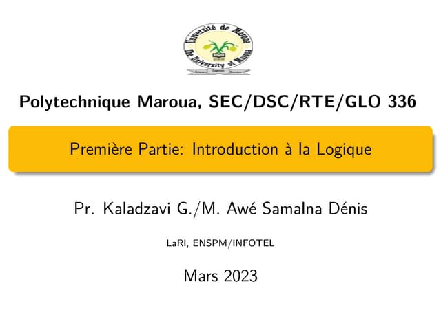 Introduction à la Logique Formelle (Part 1) PPT