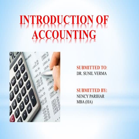 Introduction of accounting- nency