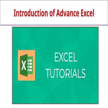 Introduction of Advance Excel | PPTX