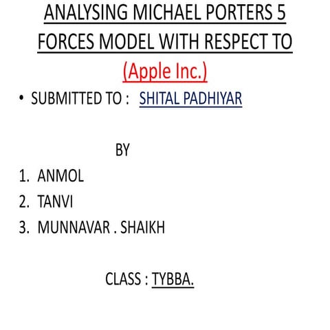 porters five force model with respect to apple inc