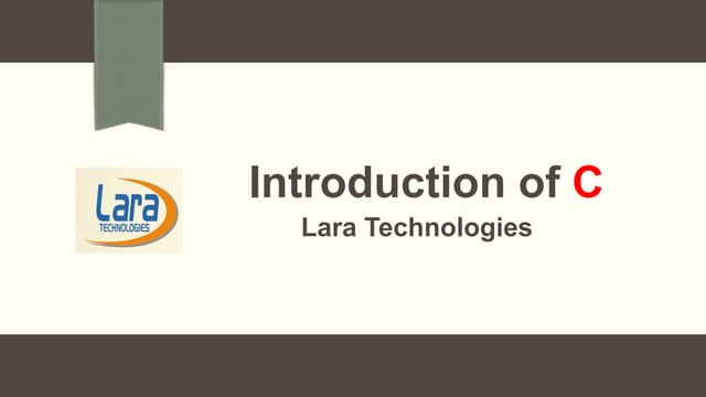 Introduction of c language at lara technologies