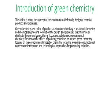 INTRODUCTION TO Green chemistry ppt | PPTX